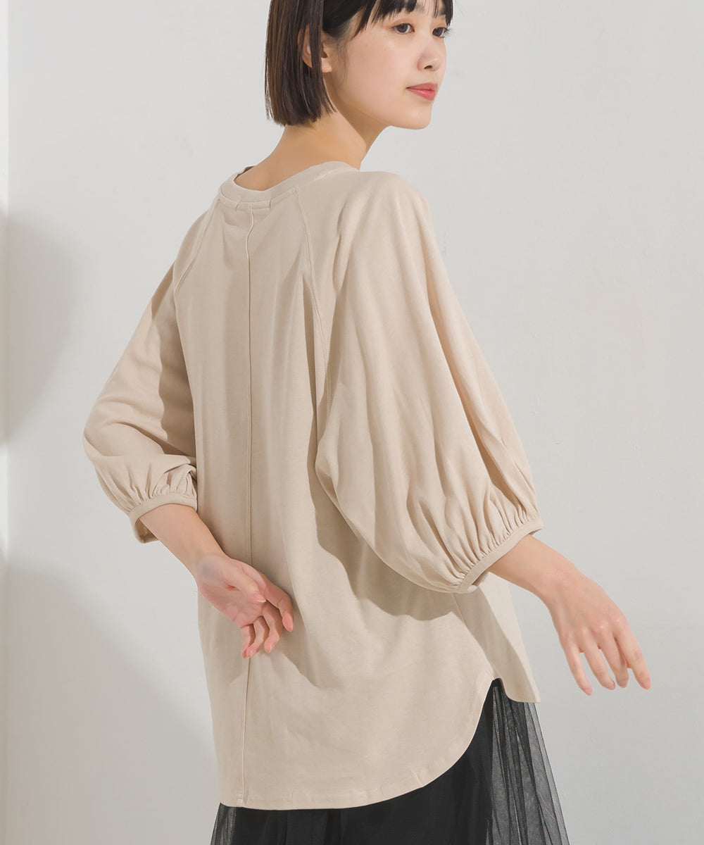 【OMNES】汗じみ防止UV 袖ボリューム半袖プルオーバーTシャツ【1522-5317】