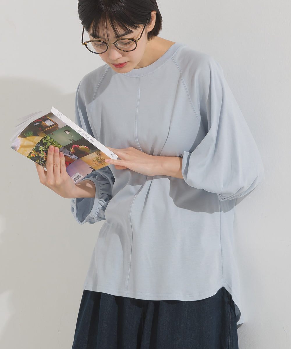 【OMNES】汗じみ防止UV 袖ボリューム半袖プルオーバーTシャツ【1522-5317】