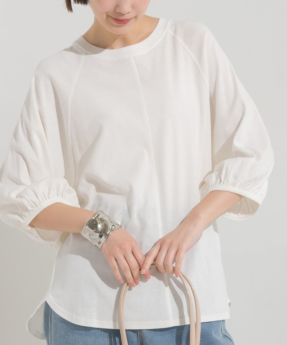 【OMNES】汗じみ防止UV 袖ボリューム半袖プルオーバーTシャツ【1522-5317】