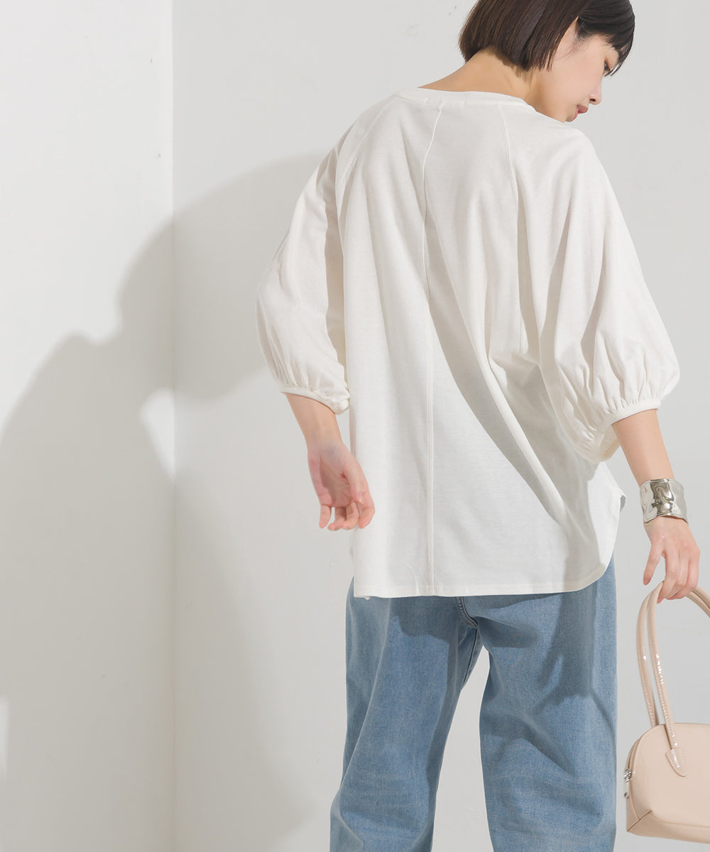 【OMNES】汗じみ防止UV 袖ボリューム半袖プルオーバーTシャツ【1522-5317】