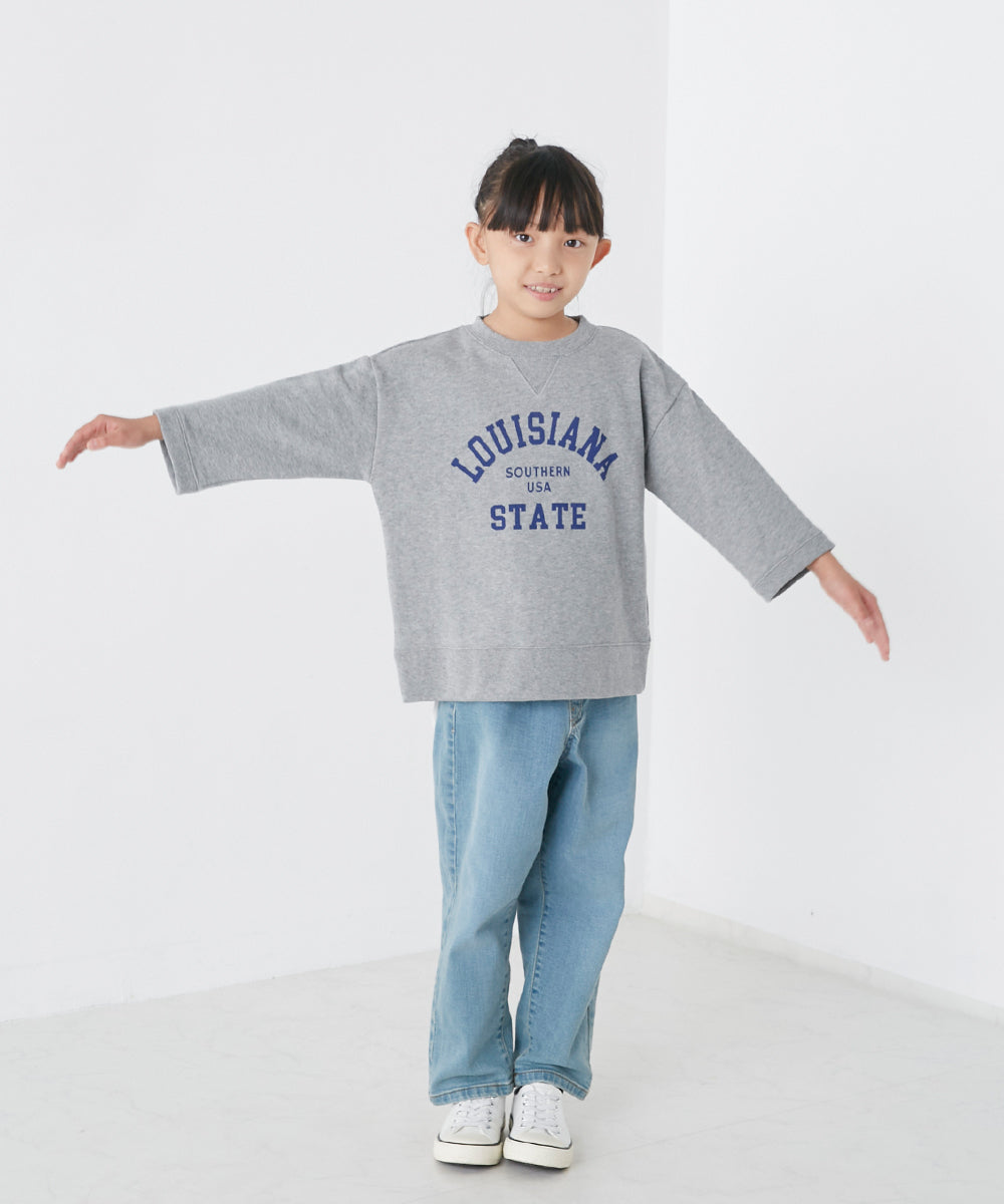 【OMNES】キッズ裏毛スウェット 8分袖プルオーバー【1522-5322】