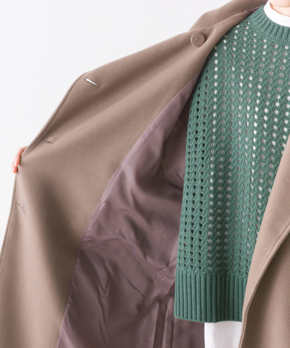 【OMNES】ニットモッサ スタンドカラーロングコート【1522-7100】