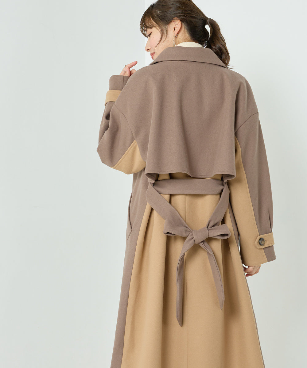 【OMNES】配色ウィンタートレンチコート【1522-7102】