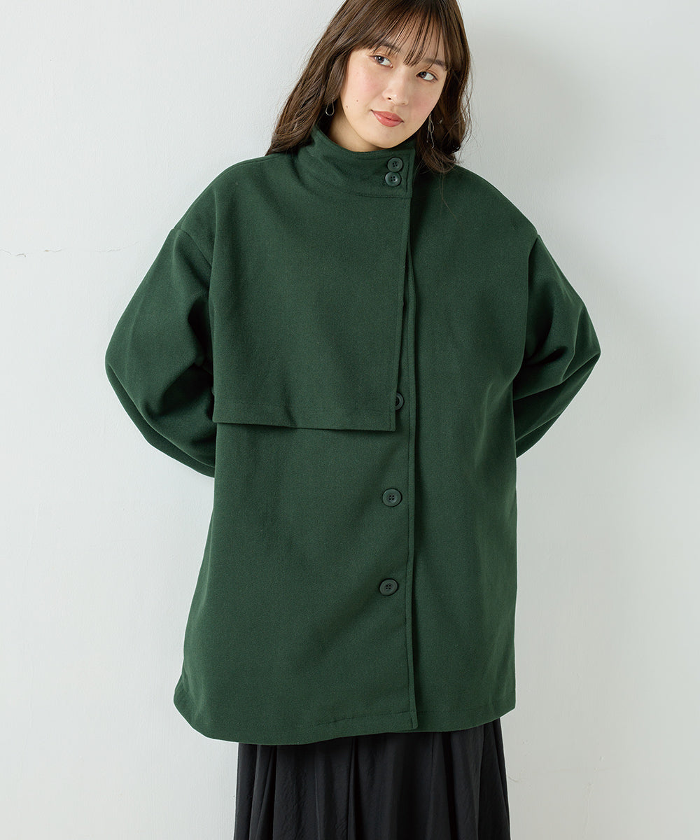 【OMNES】ライトフェイクウール Aラインミドルコート【1522-7109】