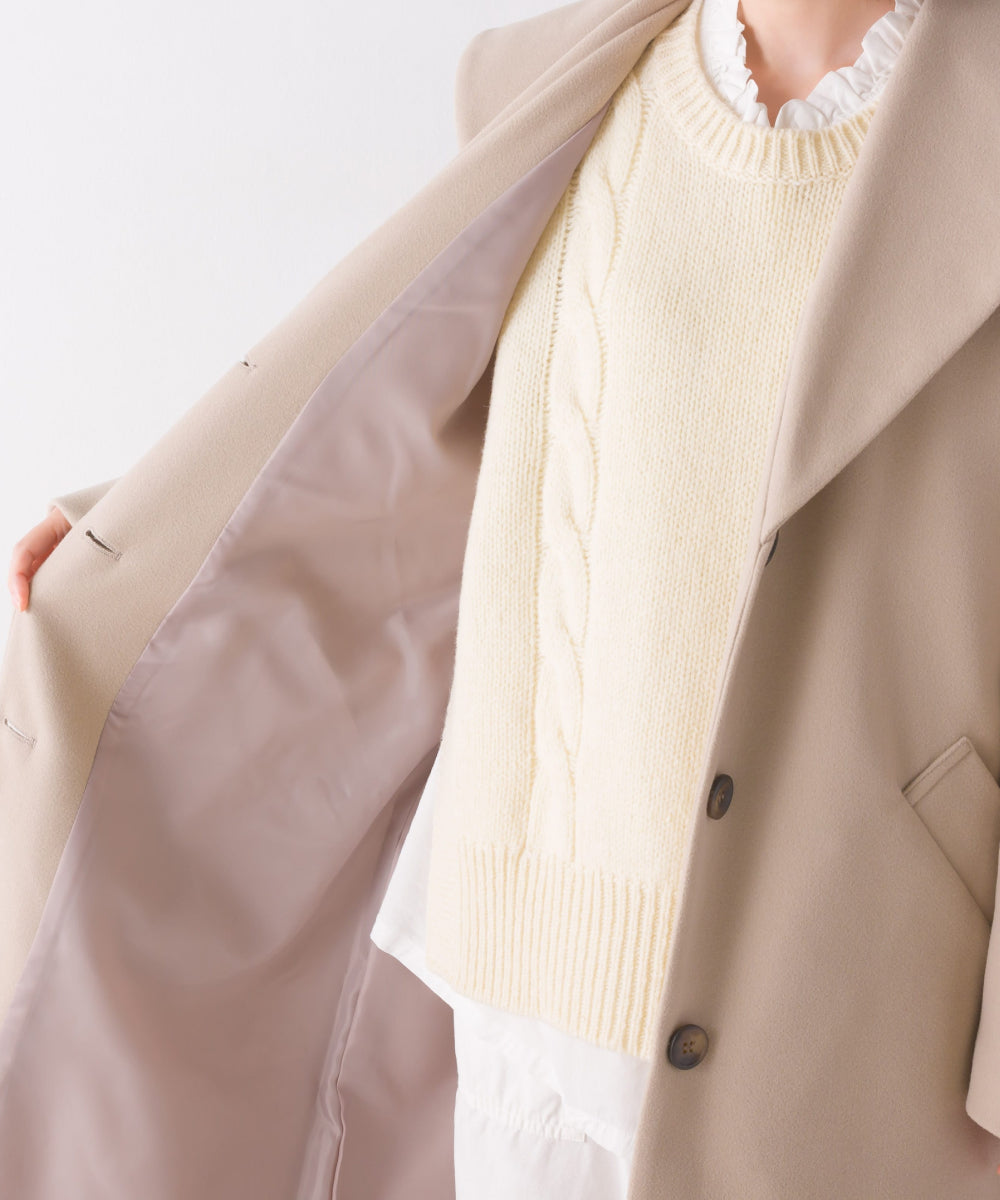 【OMNES】ニットモッサ ライトセーラーカラーコート【1522-7111】