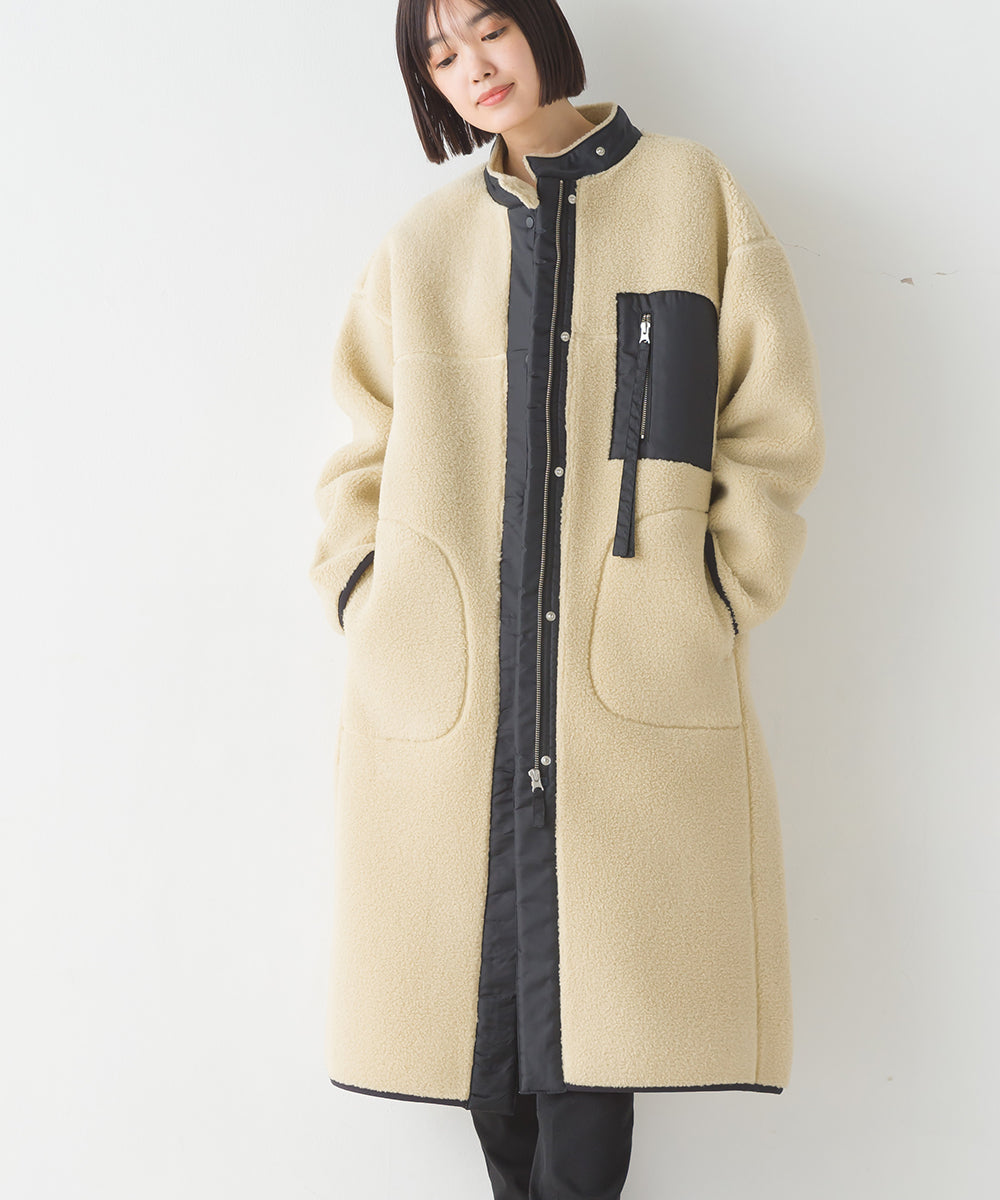 【OMNES】ボンディングボア ロングコート【1522-7148】