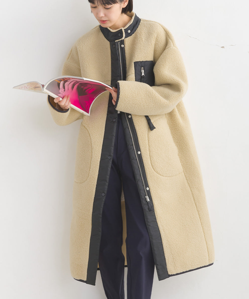 【OMNES】ボンディングボア ロングコート【1522-7148】