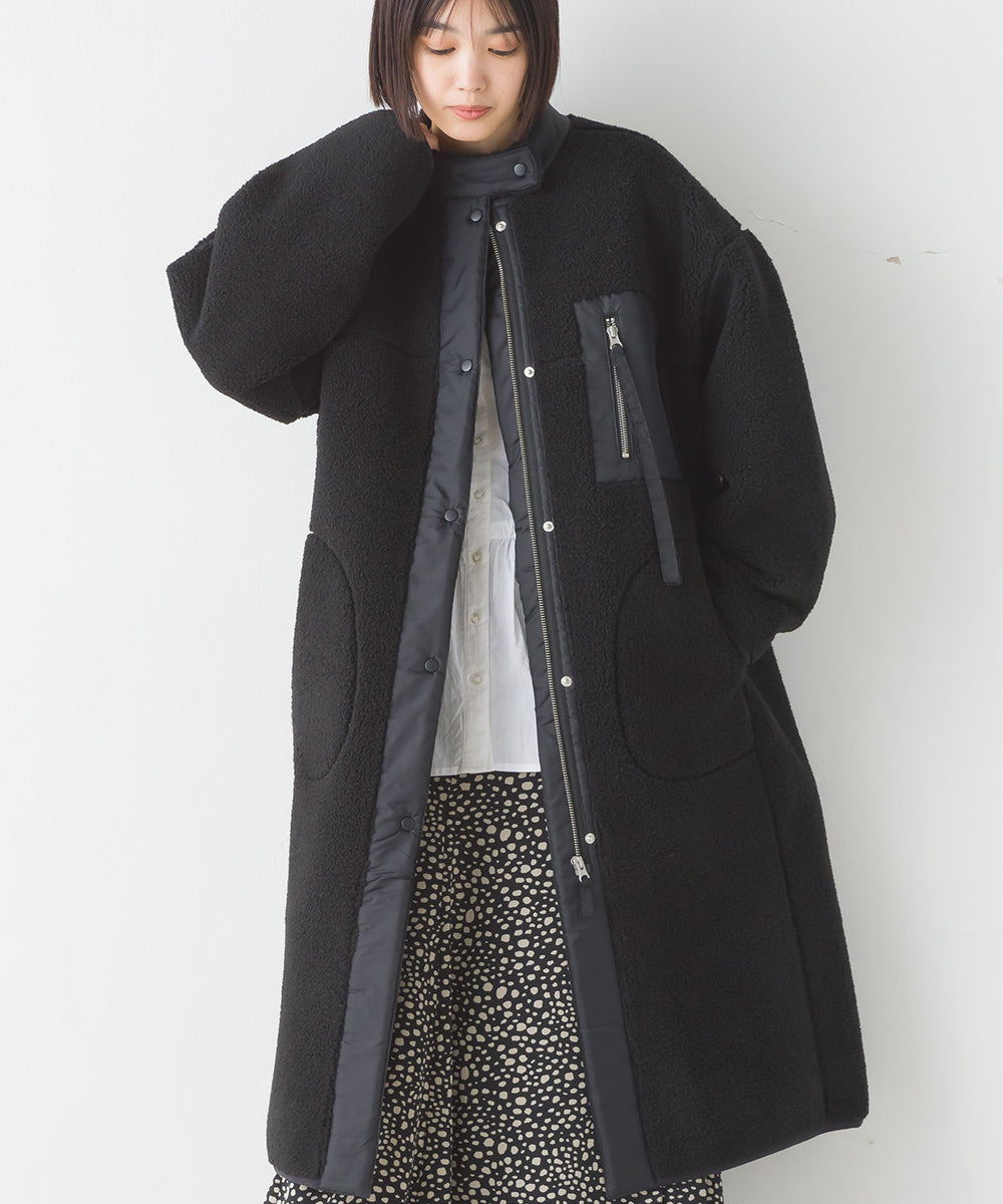 【OMNES】ボンディングボア ロングコート【1522-7148】