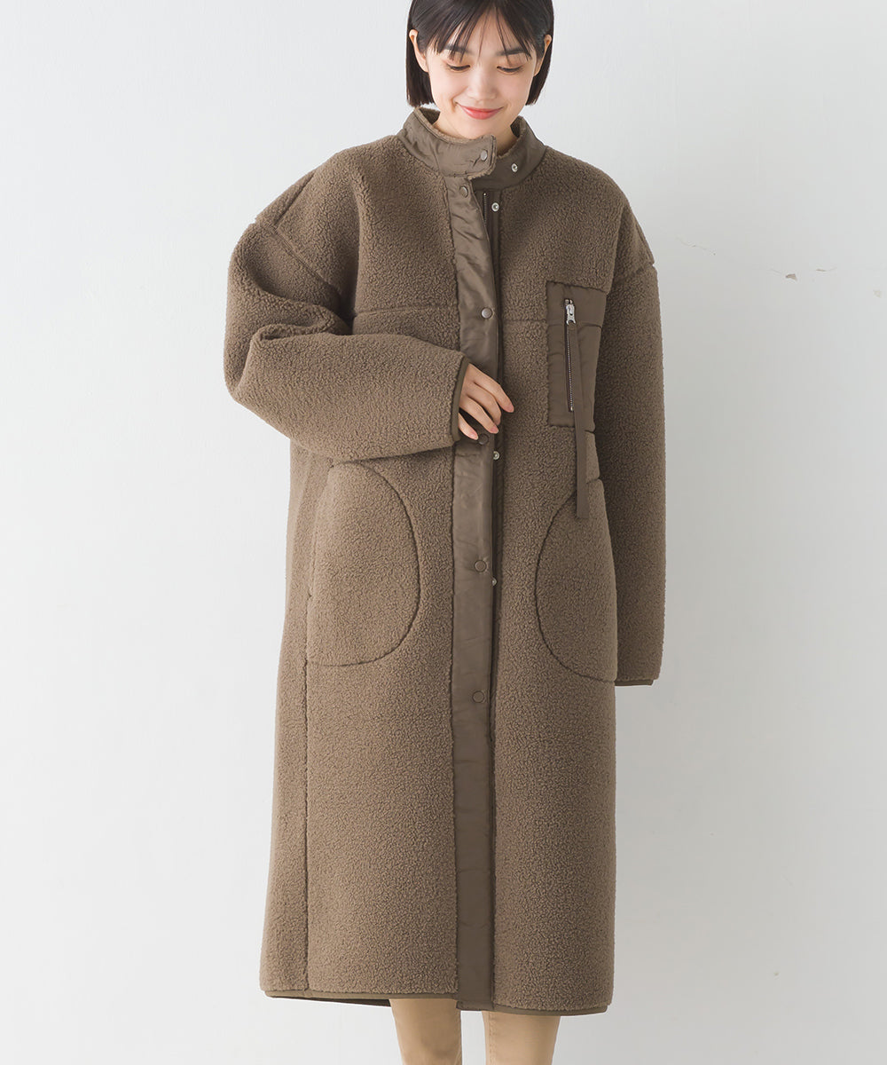 【OMNES】ボンディングボア ロングコート【1522-7148】