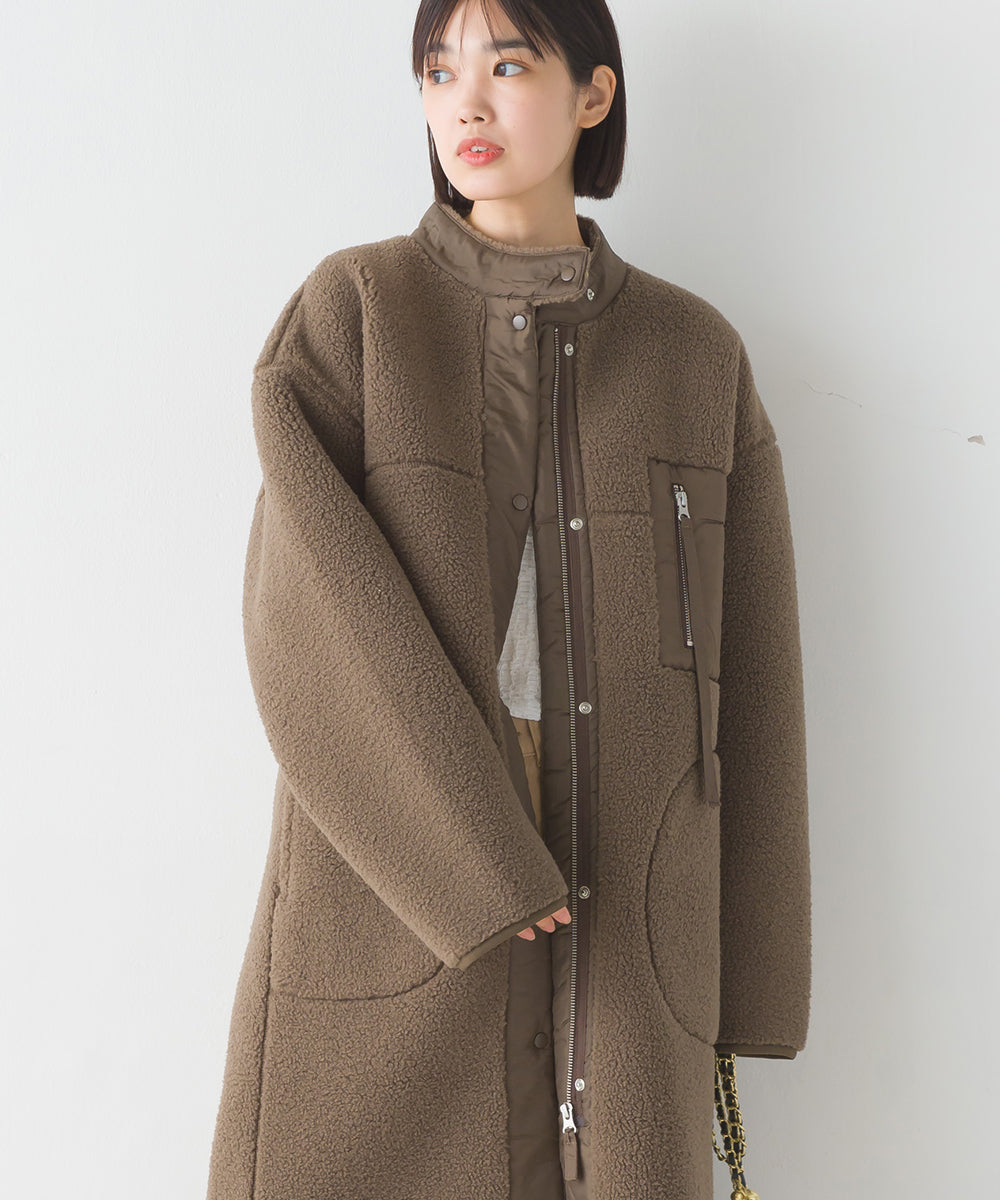 【OMNES】ボンディングボア ロングコート【1522-7148】