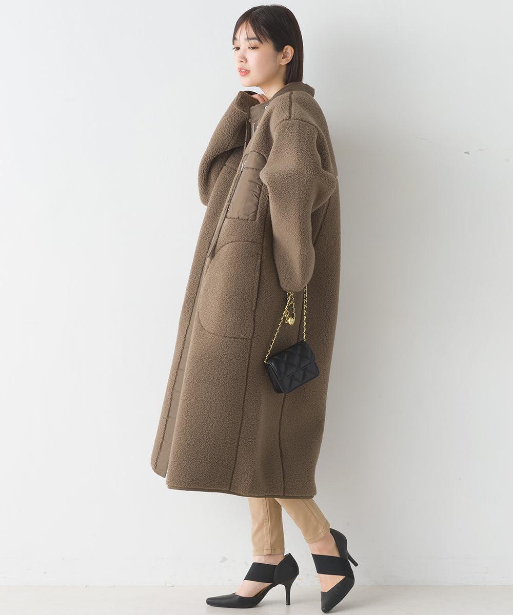 【OMNES】ボンディングボア ロングコート【1522-7148】