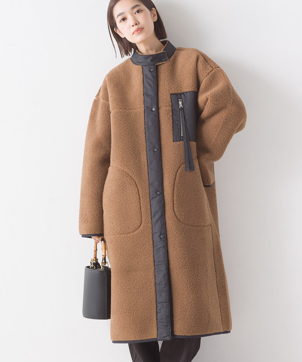 【OMNES】ボンディングボア ロングコート【1522-7148】