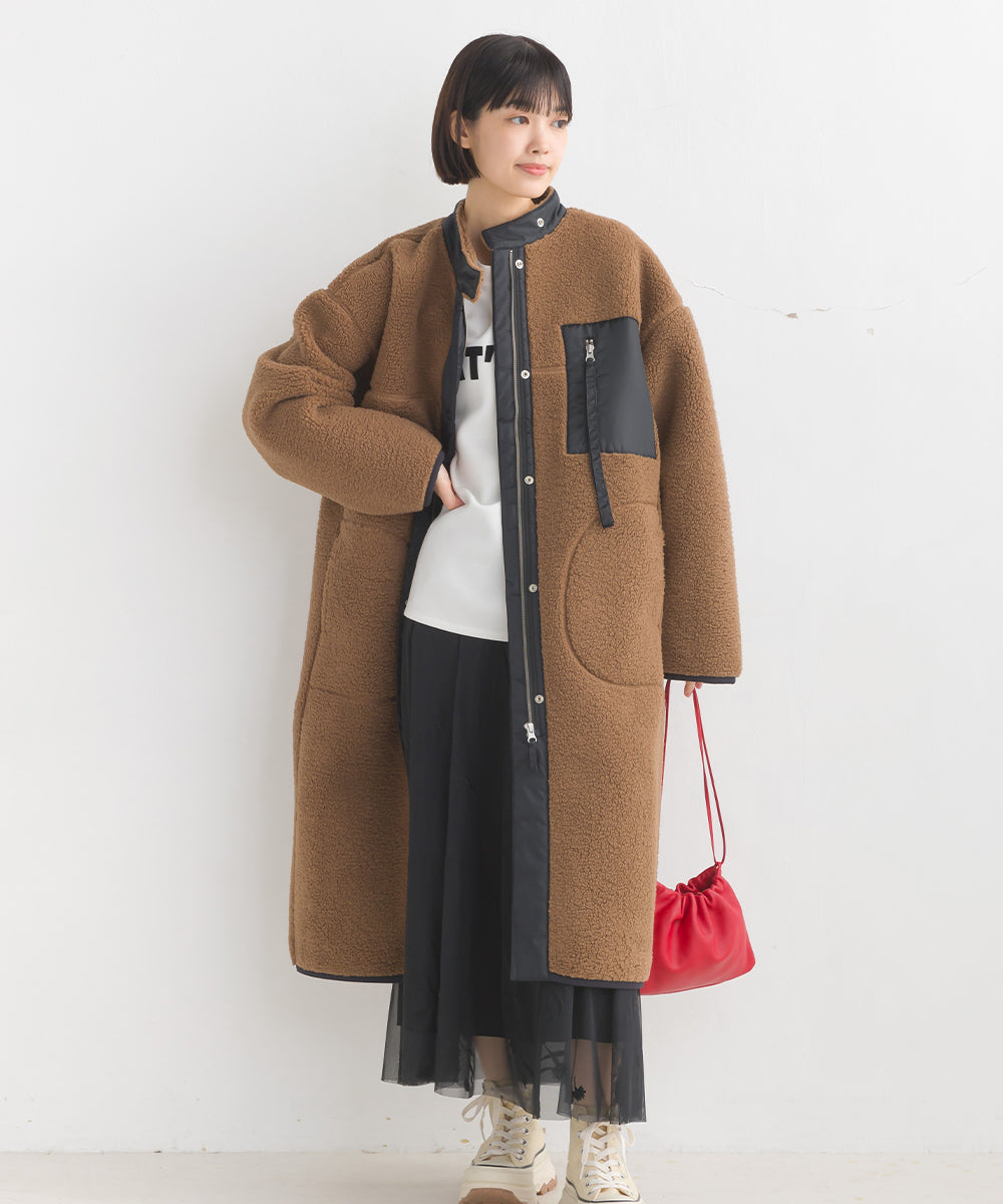 【OMNES】ボンディングボア ロングコート【1522-7148】