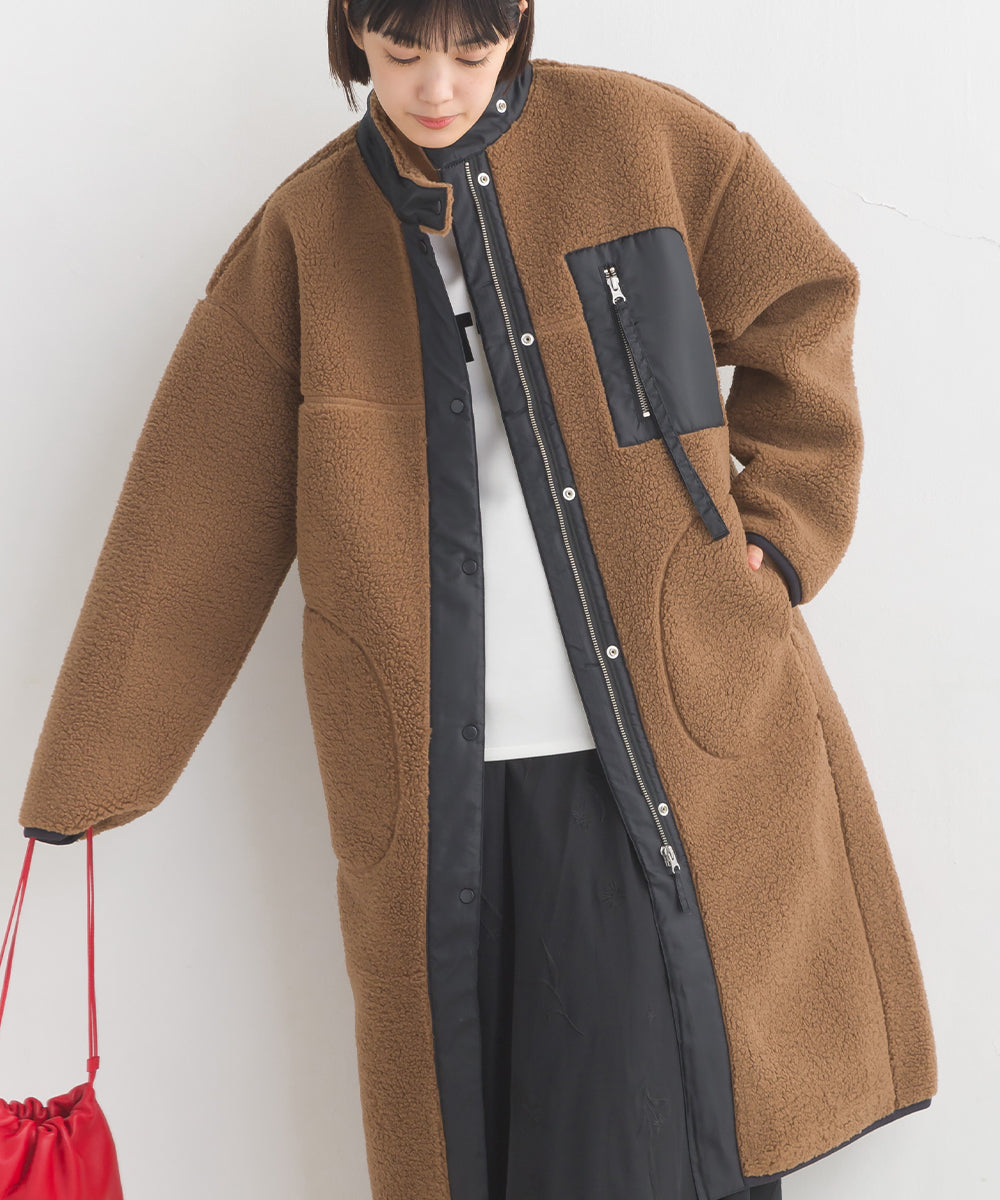 【OMNES】ボンディングボア ロングコート【1522-7148】