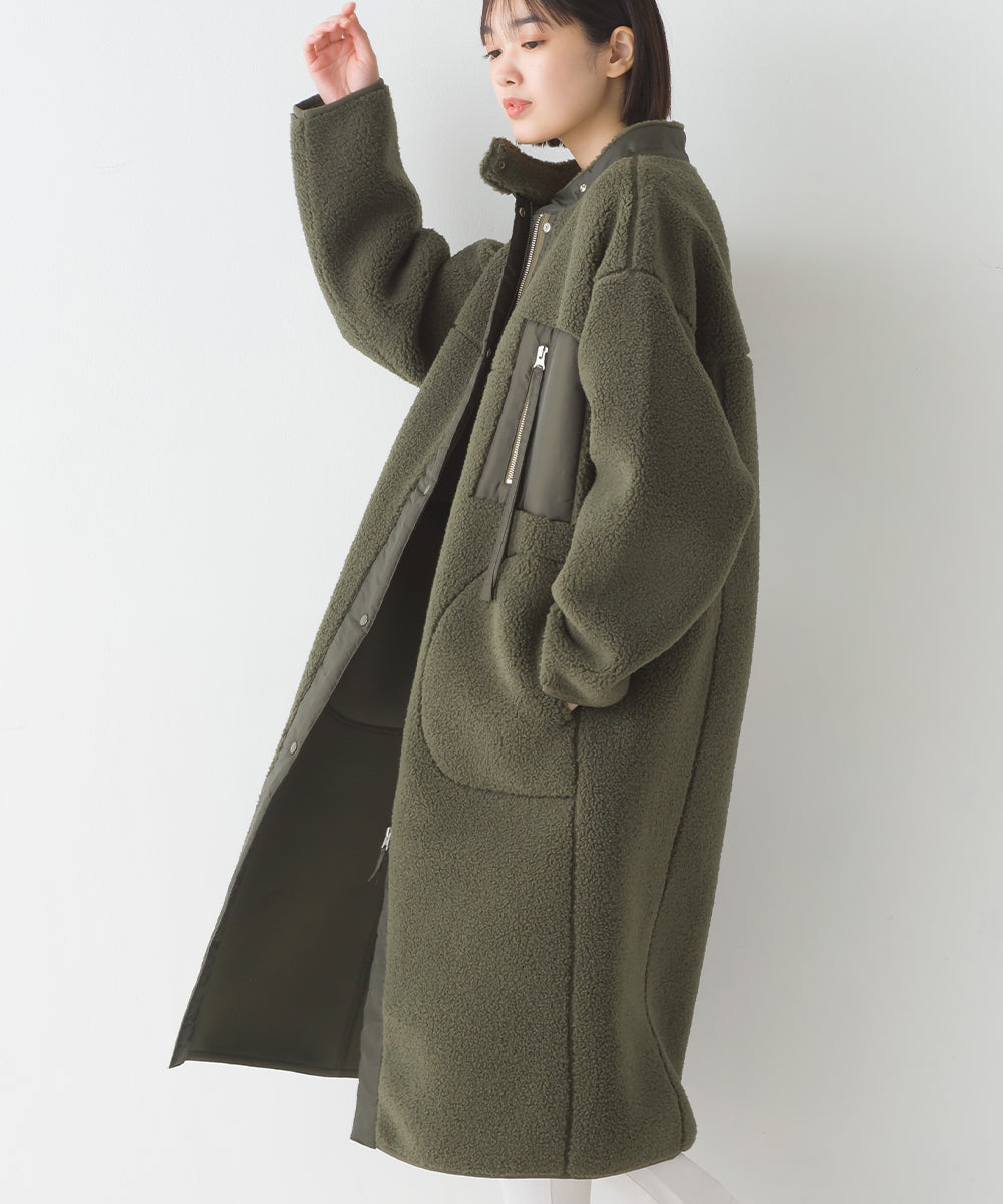 【OMNES】ボンディングボア ロングコート【1522-7148】