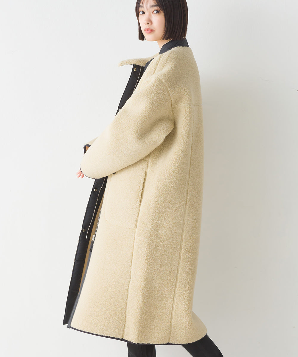 【OMNES】ボンディングボア ロングコート【1522-7148】