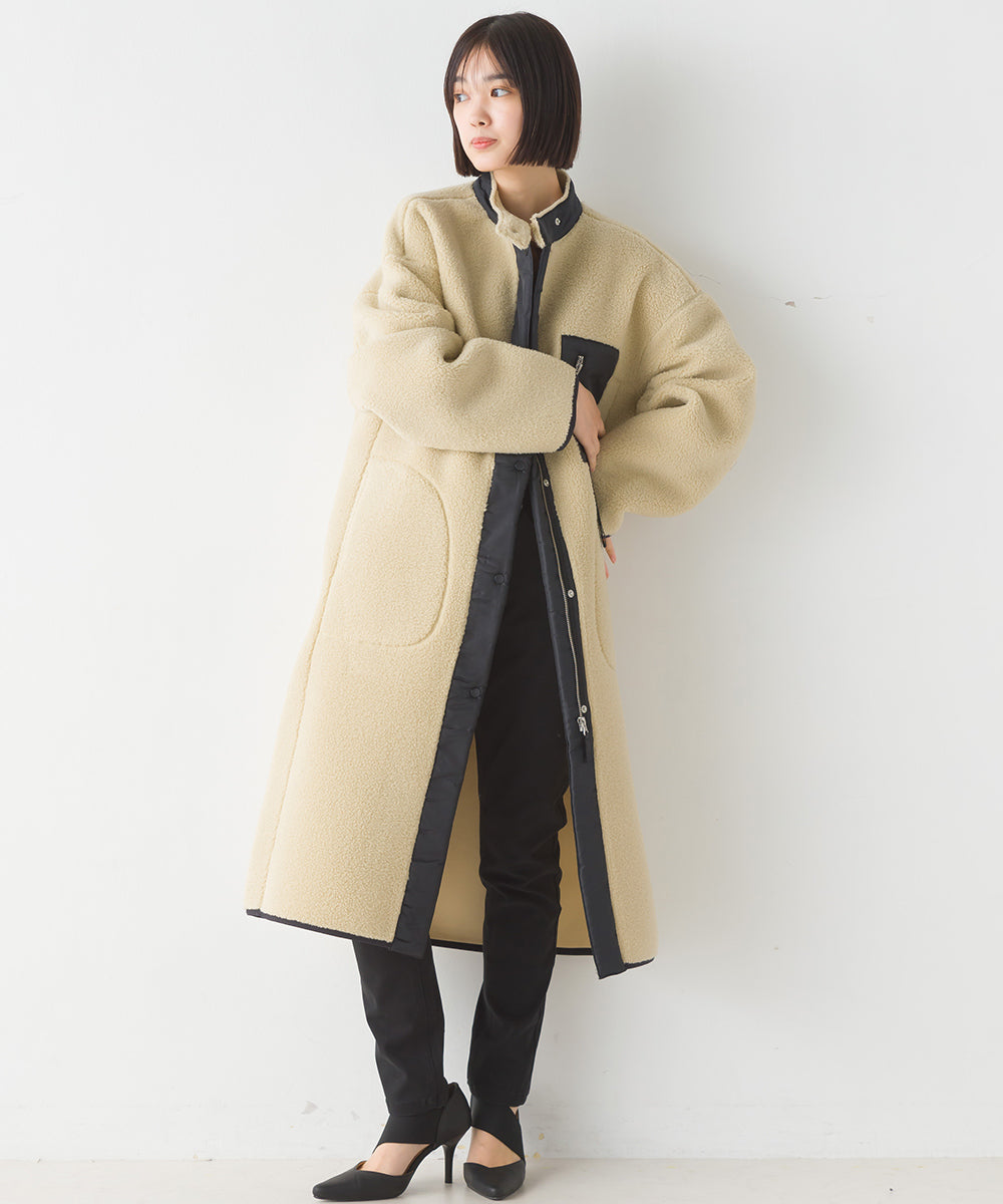 【OMNES】ボンディングボア ロングコート【1522-7148】