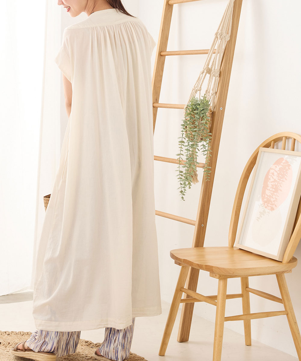 【OMNES】綾織ボイル 丸ヨークワンピース【1522-9062】