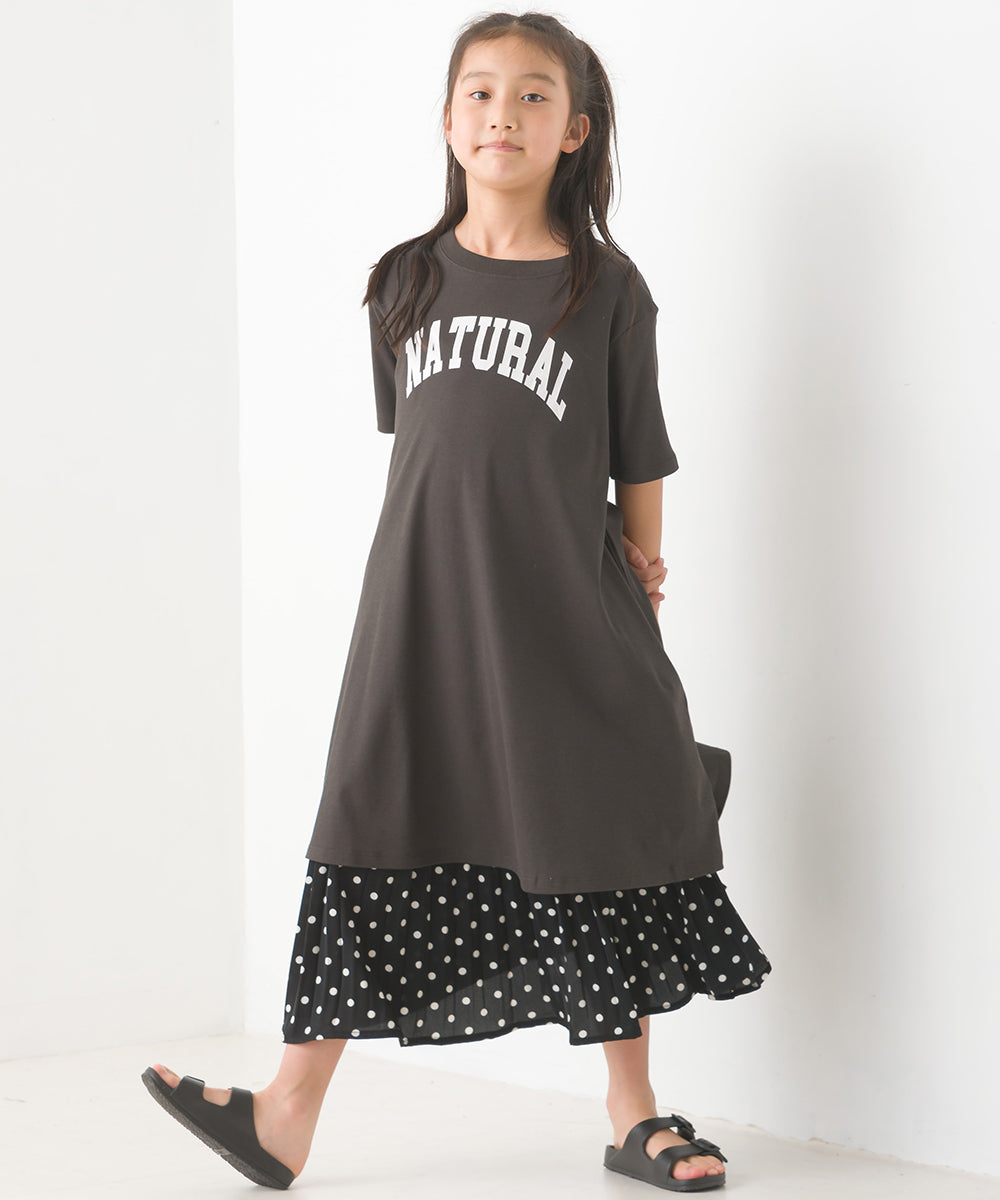 【OMNES】キッズ 汗じみ防止UV プリント半袖ワンピース【1522-9068】