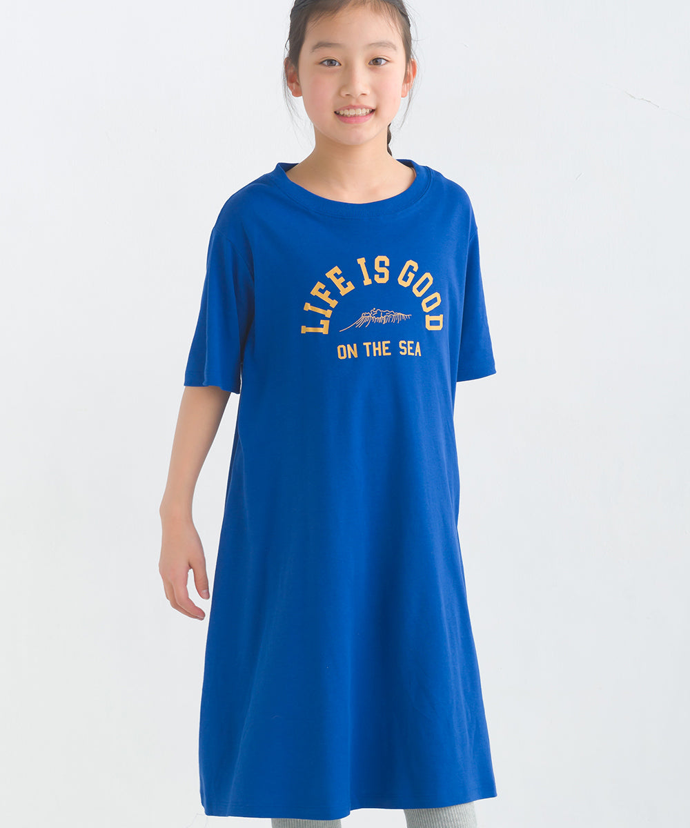 【OMNES】キッズ 汗じみ防止UV プリント半袖ワンピース【1522-9068】