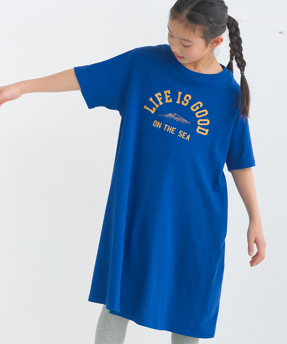 【OMNES】キッズ 汗じみ防止UV プリント半袖ワンピース【1522-9068】