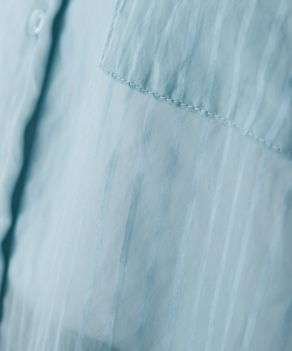 【OMNES】シアーストライプビッグ長袖シャツ【1523-4145】