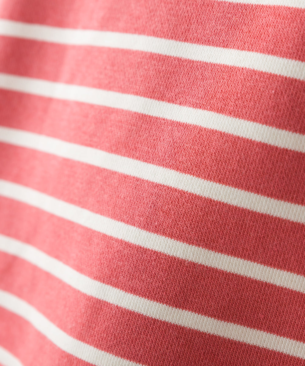 【OMNES】ミニ裏毛ボーダーオープンスリーブプルオーバーTシャツ【1523-5342】