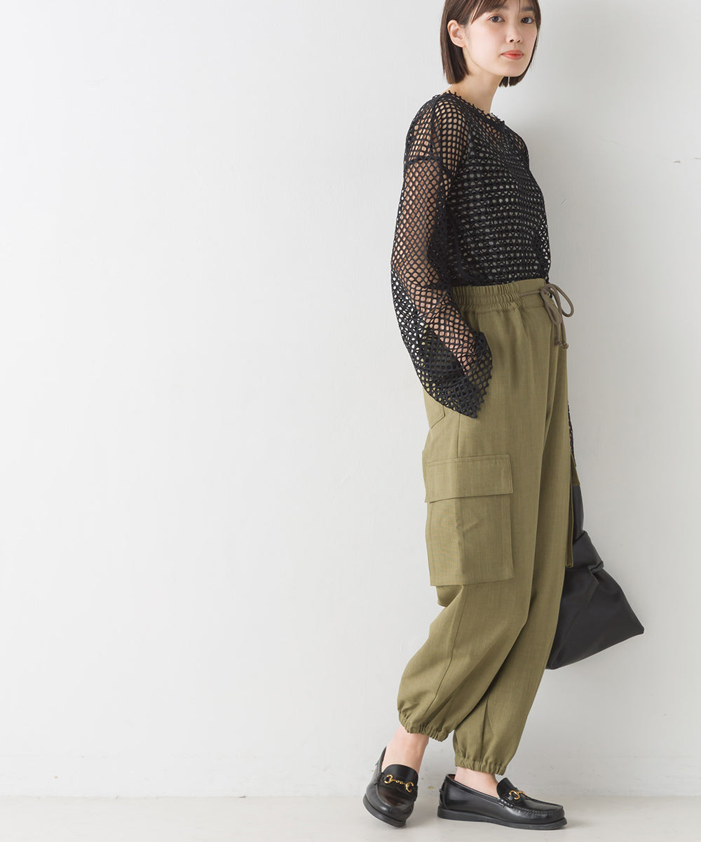 【OMNES】エステルストレッチメッシュ長袖プルオーバー【1523-5346】