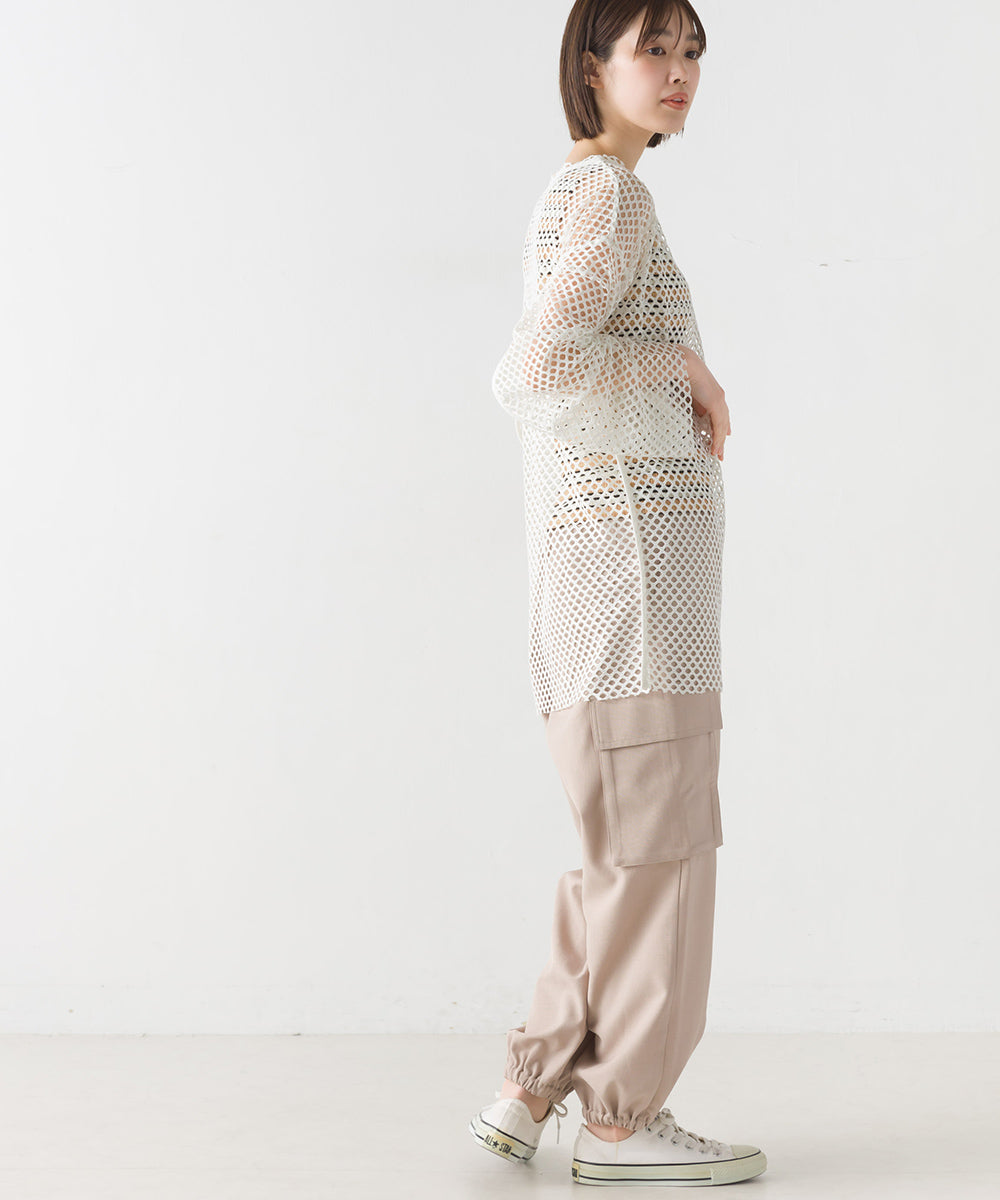 【OMNES】エステルストレッチメッシュ長袖プルオーバー【1523-5346】