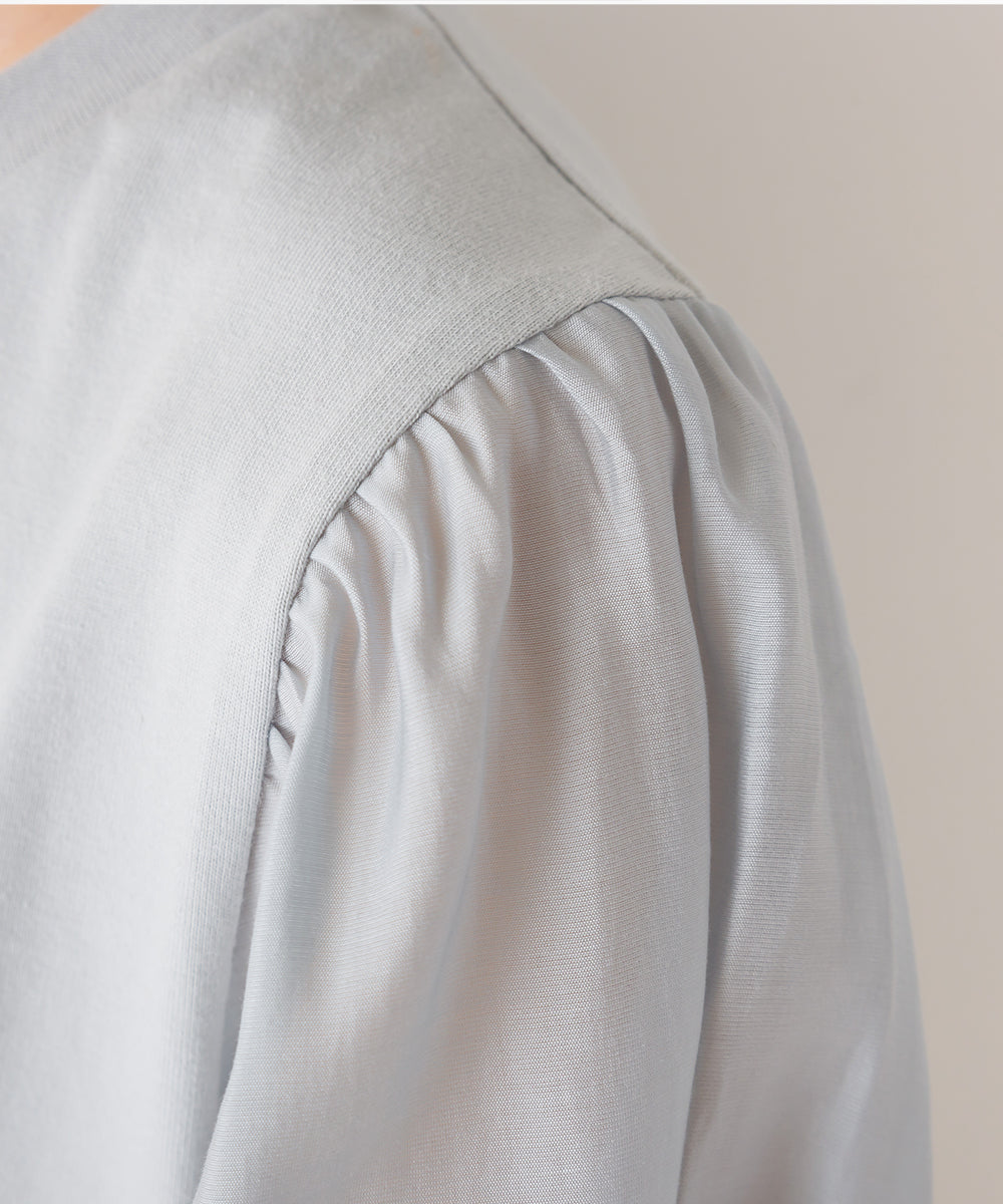 【OMNES】布帛切り替えキャンディースリーブ長袖Tシャツ【1523-5402】