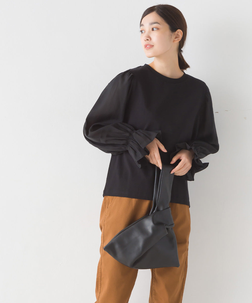 【OMNES】布帛切り替えキャンディースリーブ長袖Tシャツ【1523-5402】