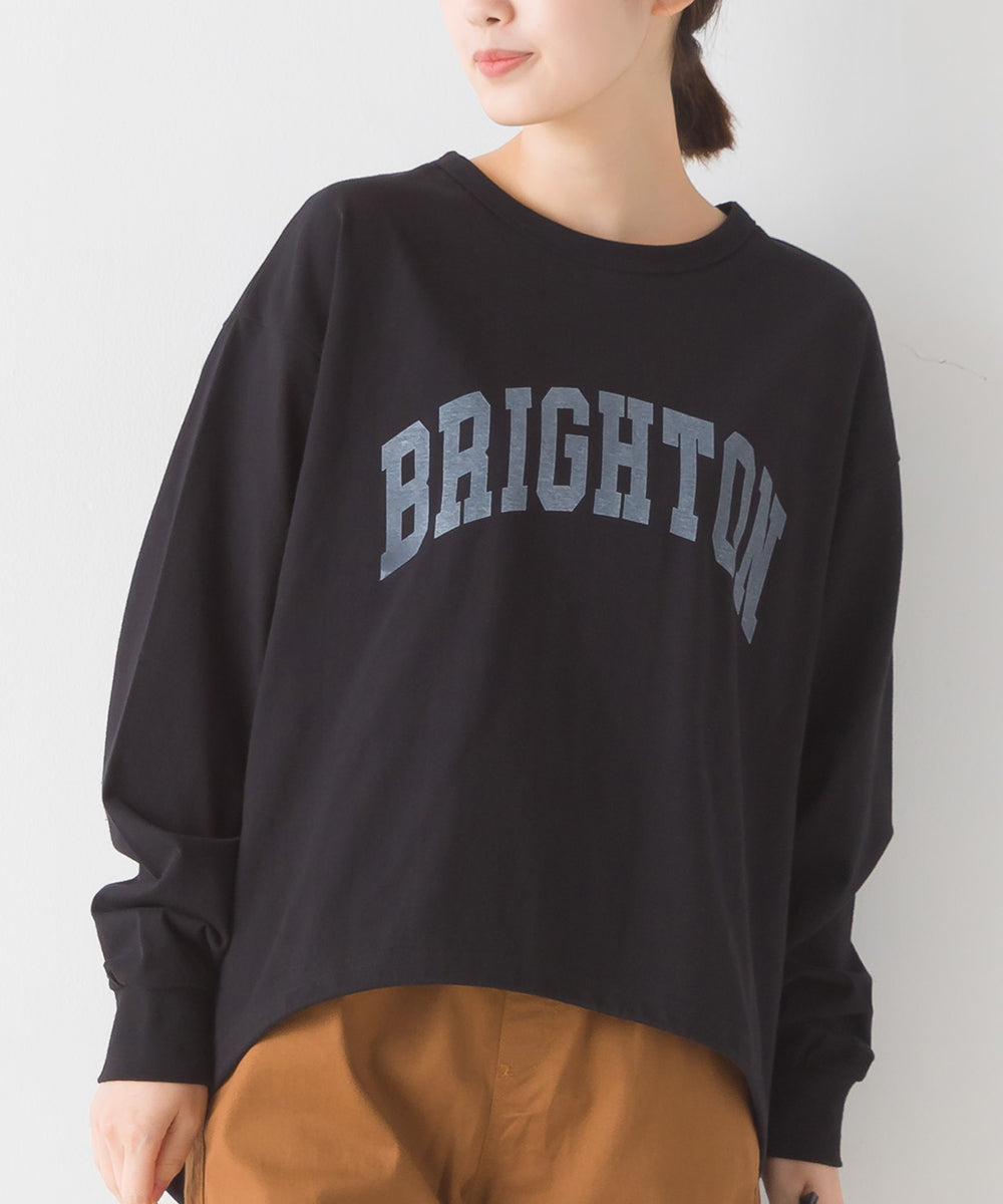 【OMNES】ユニセックスドロスト付プリント長袖Tシャツ【1523-5403】