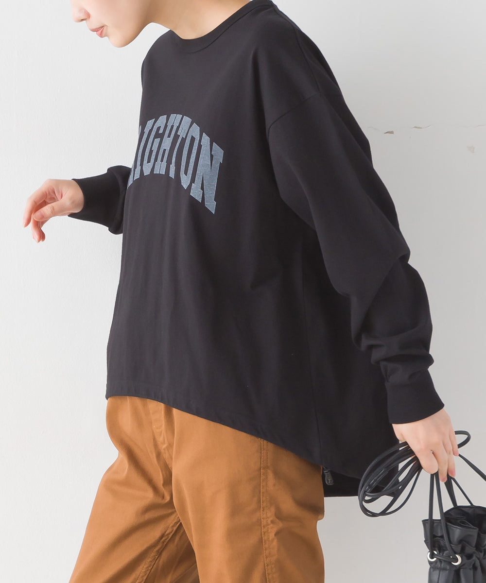 【OMNES】ユニセックスドロスト付プリント長袖Tシャツ【1523-5403】