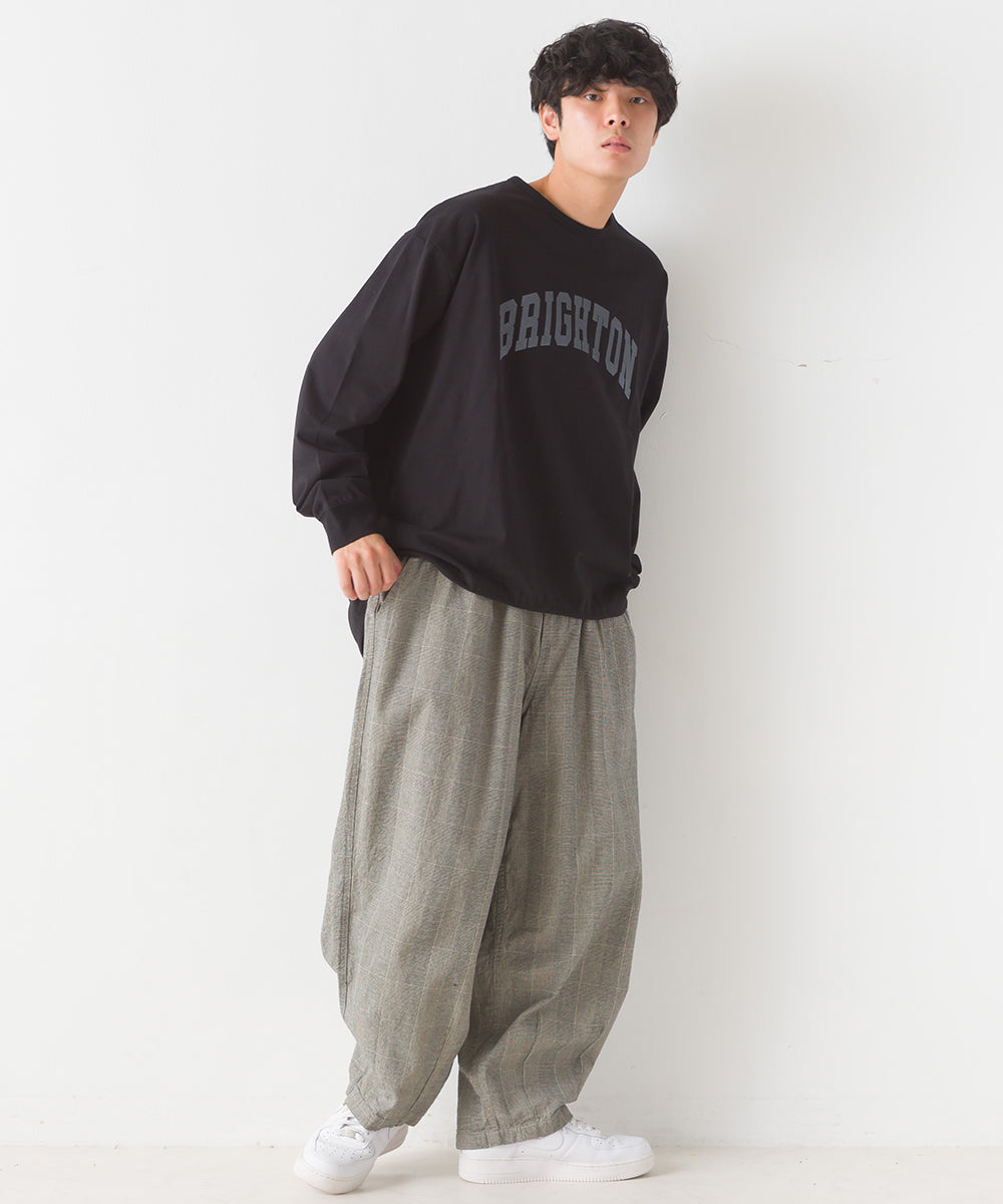 【OMNES】ユニセックスドロスト付プリント長袖Tシャツ【1523-5403】