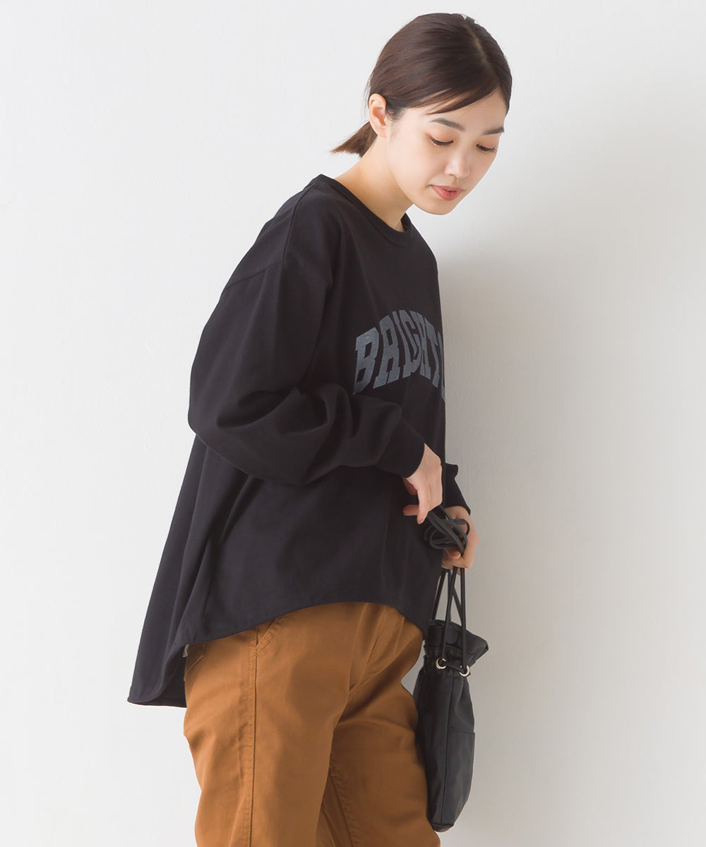 【OMNES】ユニセックスドロスト付プリント長袖Tシャツ【1523-5403】