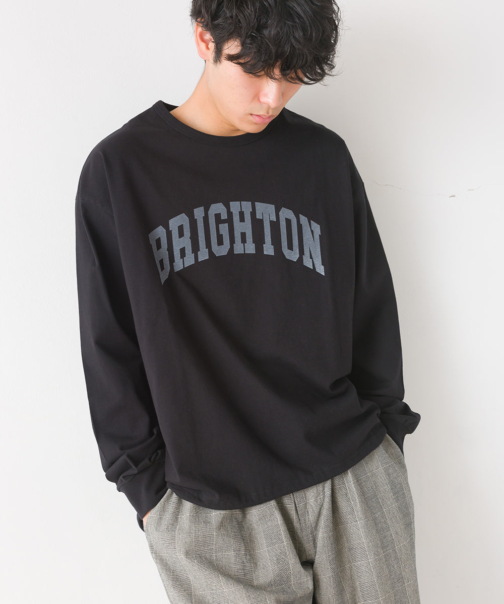 【OMNES】ユニセックスドロスト付プリント長袖Tシャツ【1523-5403】