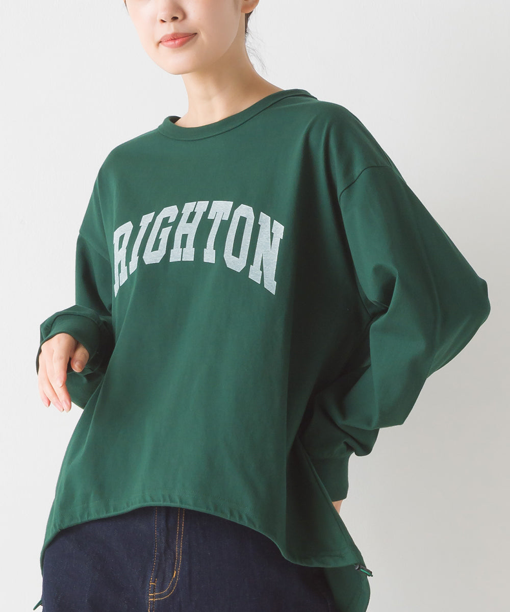 【OMNES】ユニセックスドロスト付プリント長袖Tシャツ【1523-5403】