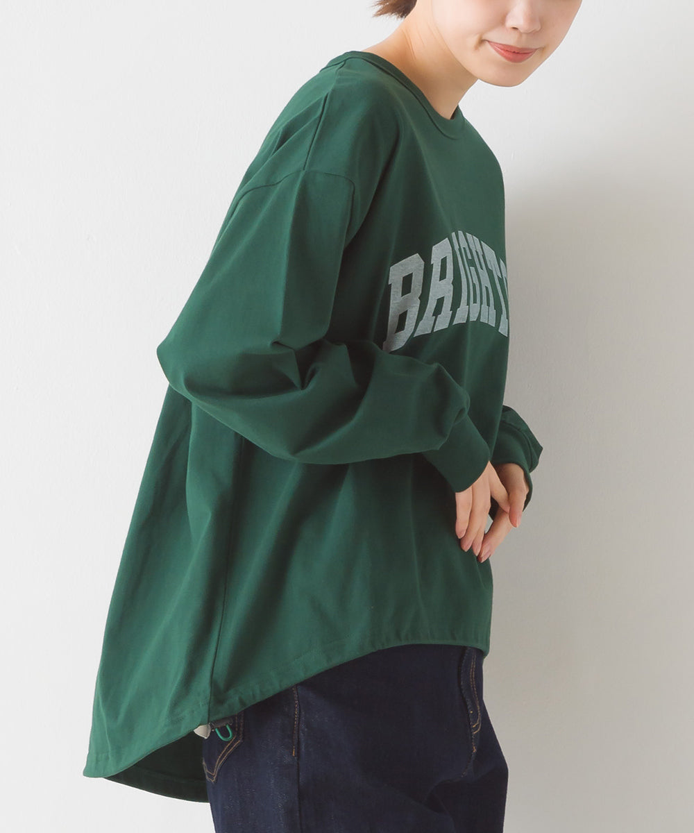 【OMNES】ユニセックスドロスト付プリント長袖Tシャツ【1523-5403】