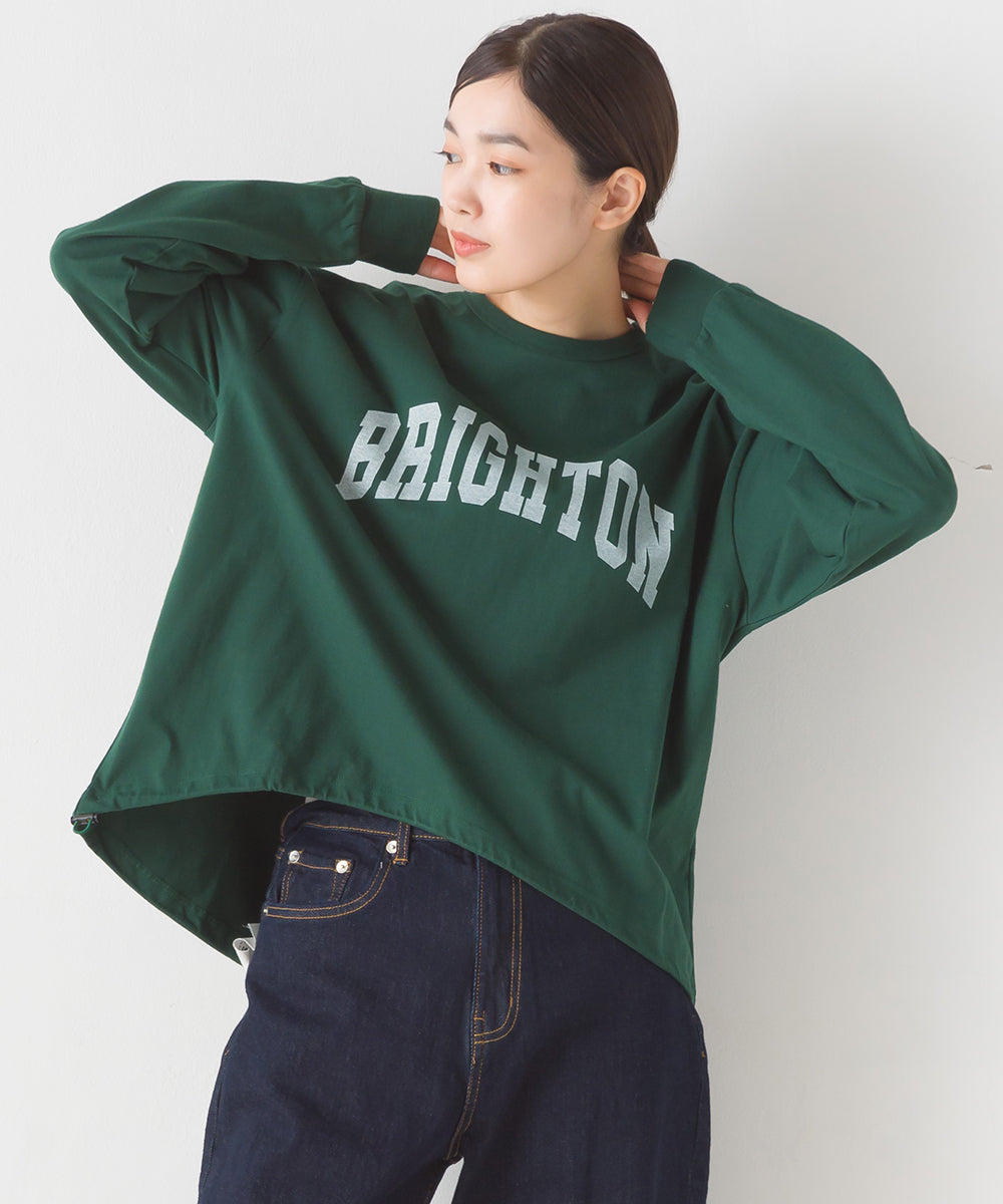 【OMNES】ユニセックスドロスト付プリント長袖Tシャツ【1523-5403】