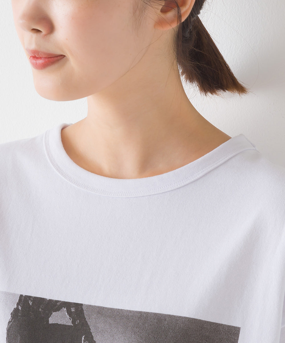 【OMNES】ユニセックスドロスト付プリント長袖Tシャツ【1523-5403】