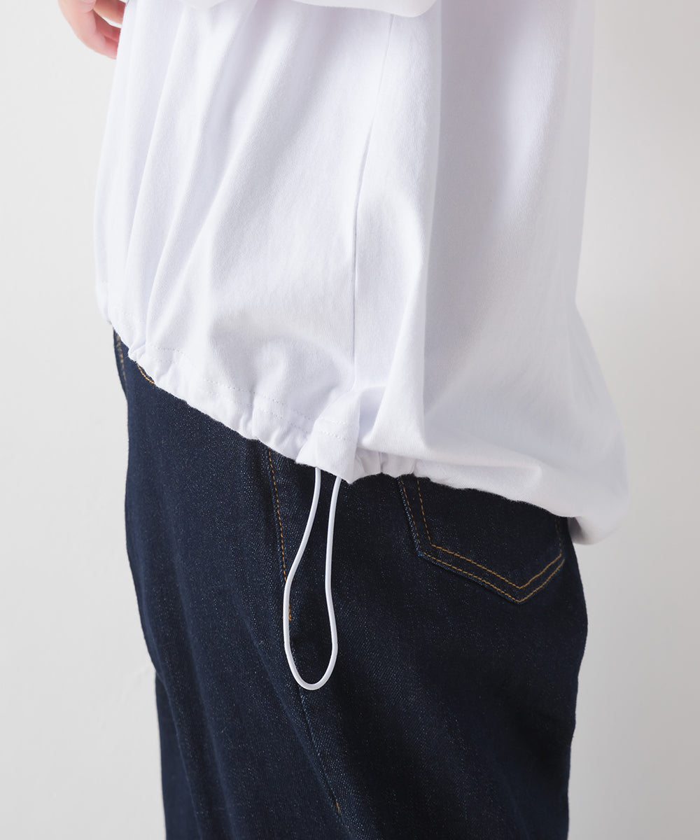 【OMNES】ユニセックスドロスト付プリント長袖Tシャツ【1523-5403】