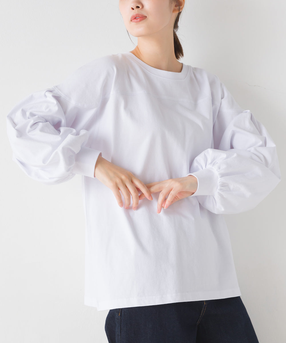 【OMNES】袖ボリュームタック長袖Tシャツ【1523-5412】