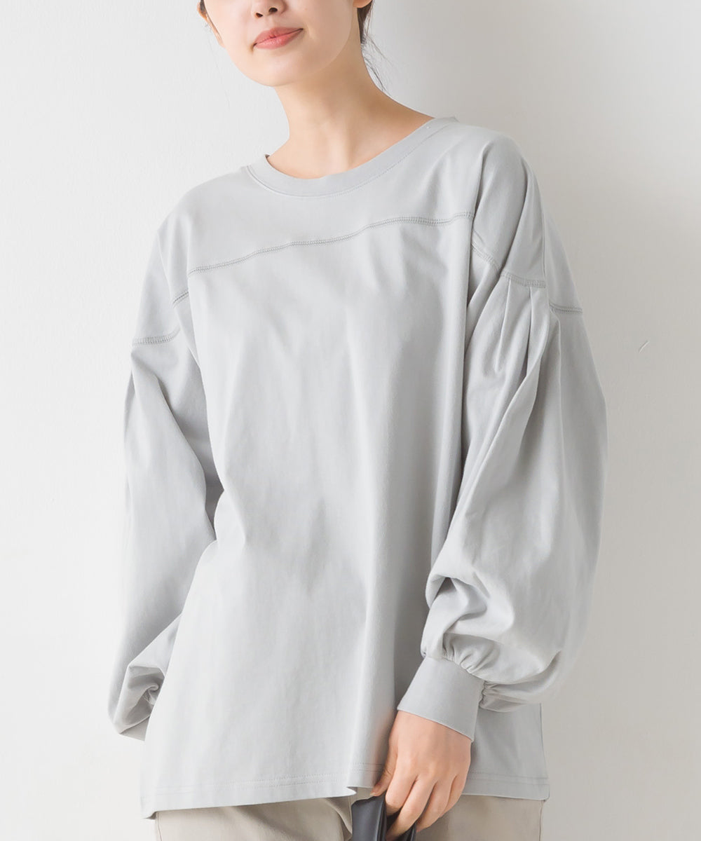 【OMNES】袖ボリュームタック長袖Tシャツ【1523-5412】