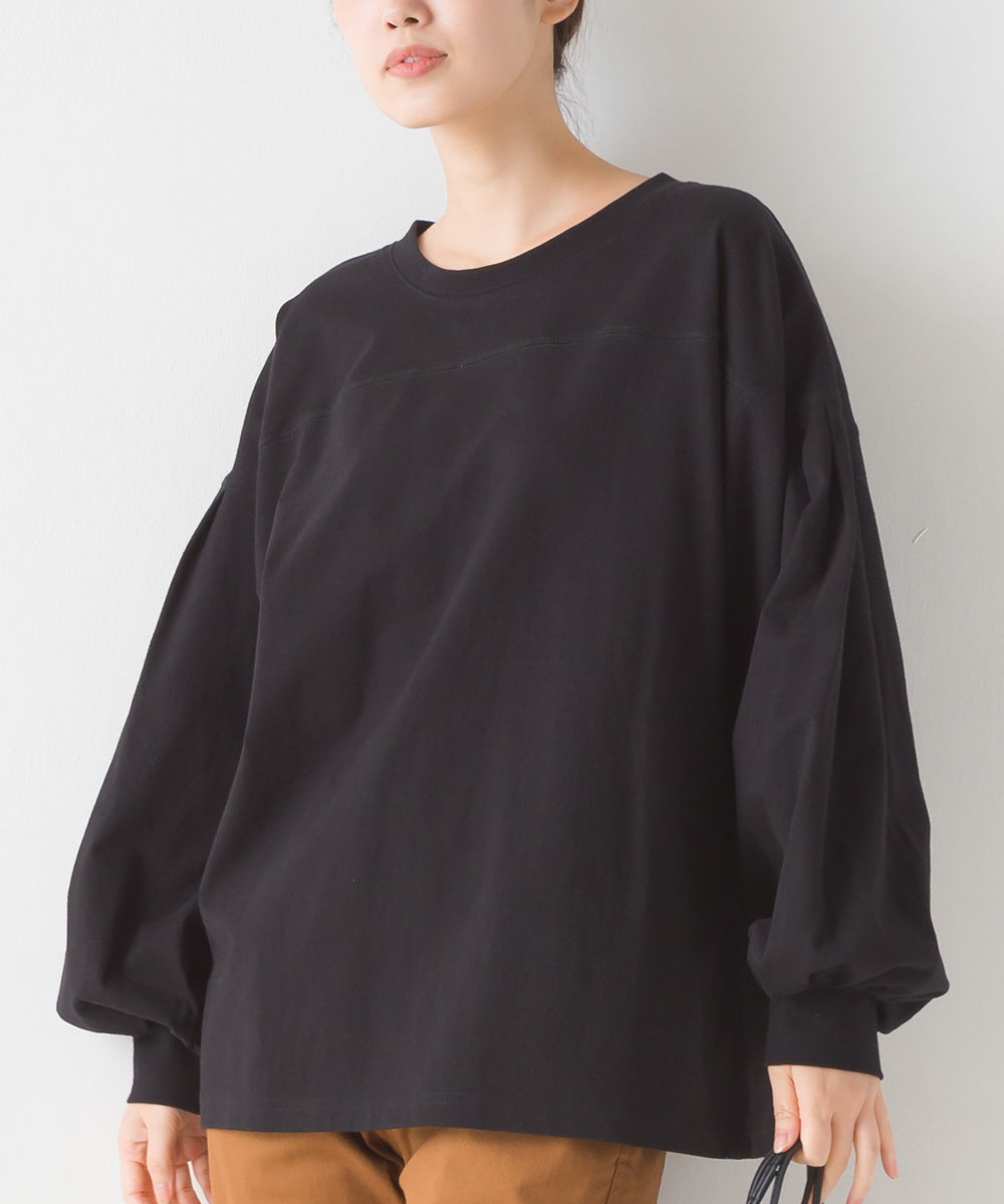 【OMNES】袖ボリュームタック長袖Tシャツ【1523-5412】