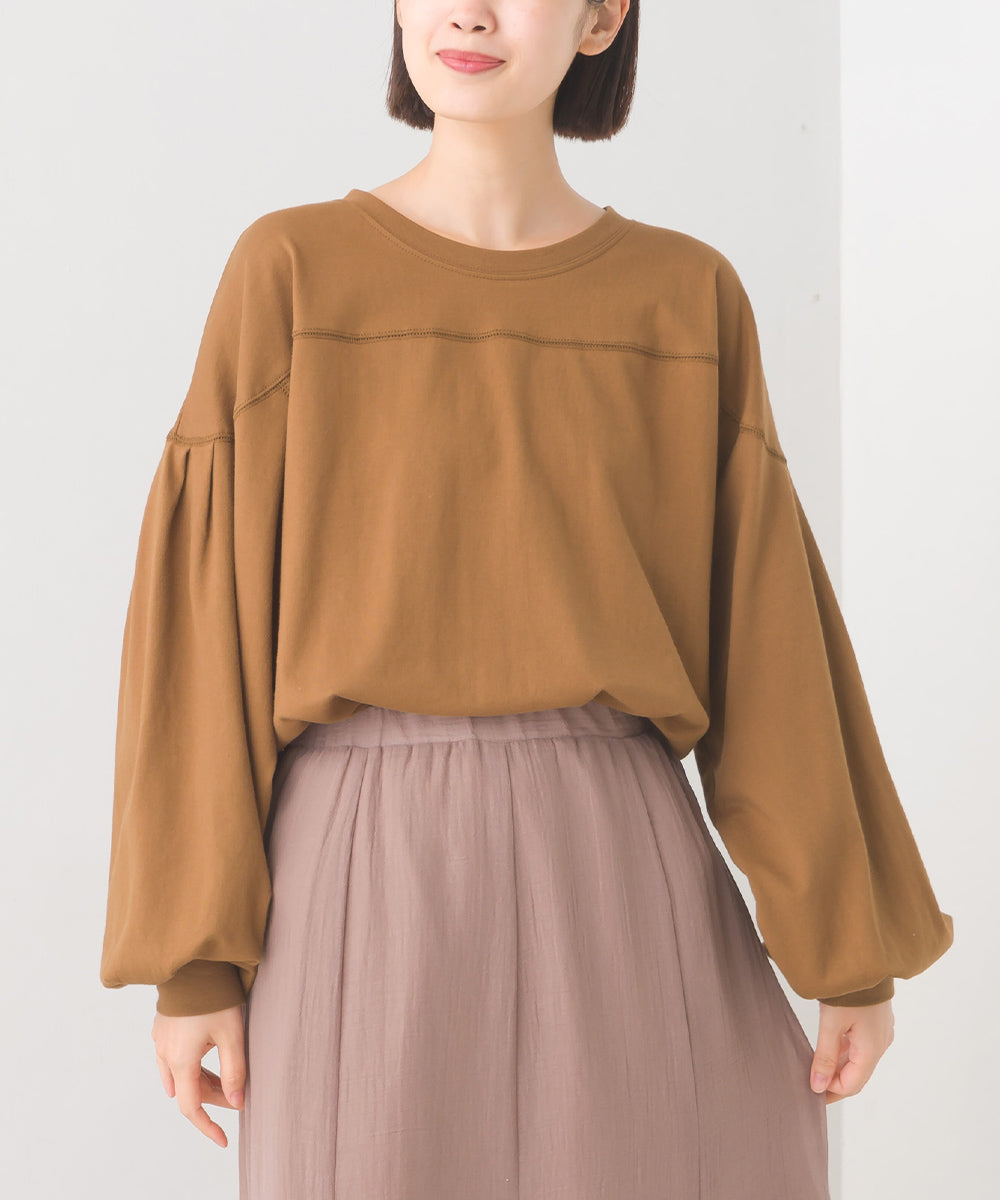 【OMNES】袖ボリュームタック長袖Tシャツ【1523-5412】