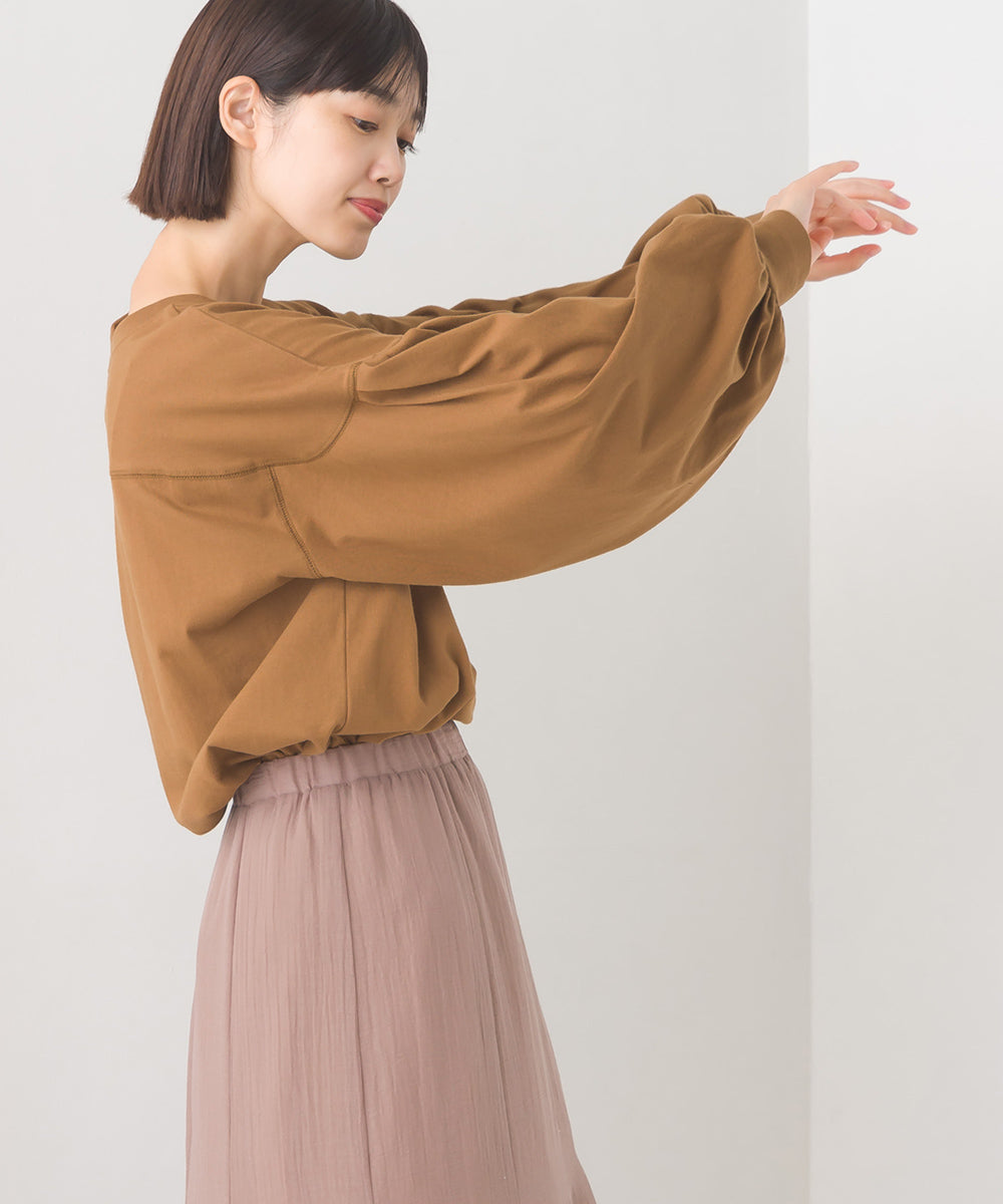 【OMNES】袖ボリュームタック長袖Tシャツ【1523-5412】