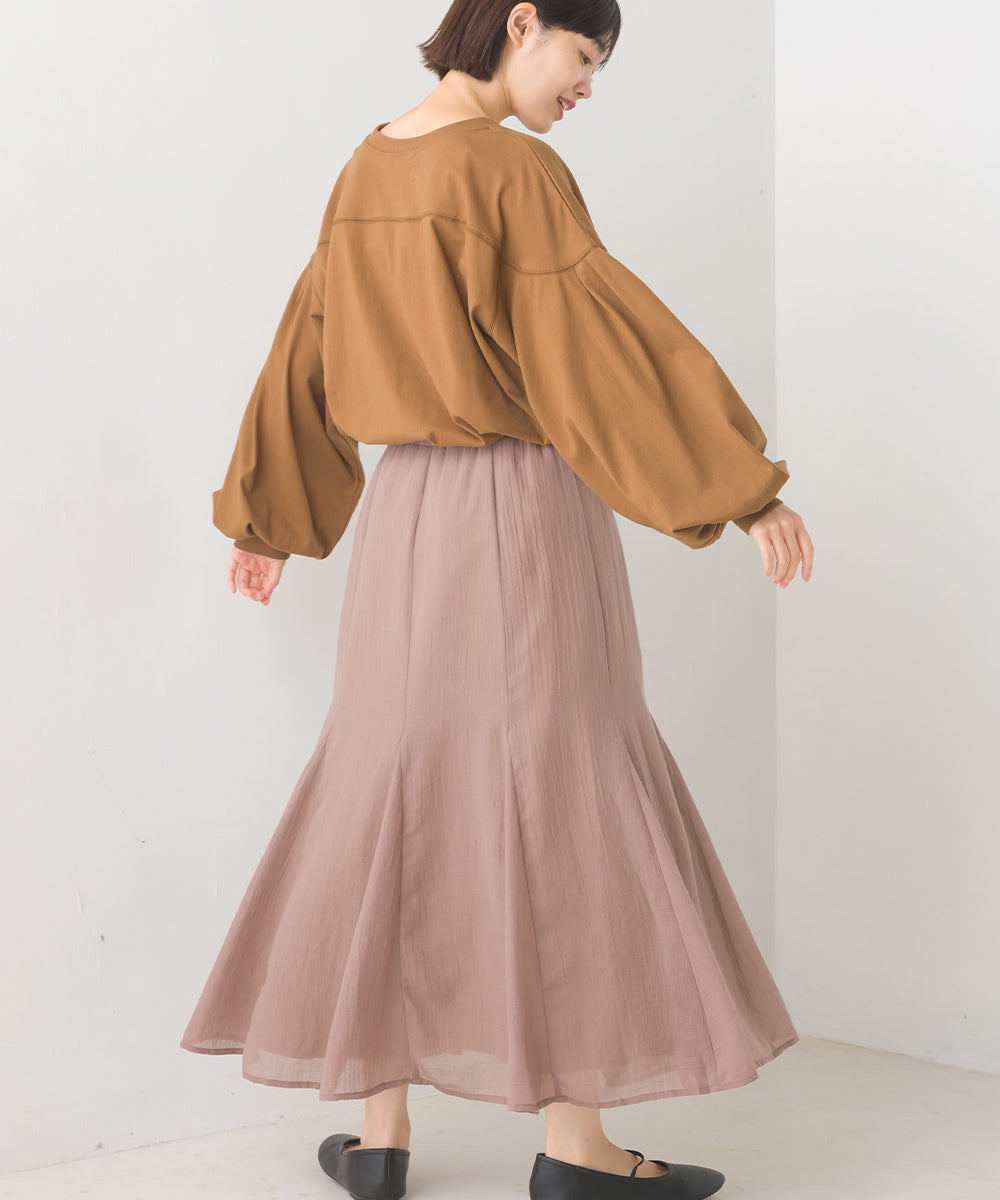 【OMNES】袖ボリュームタック長袖Tシャツ【1523-5412】