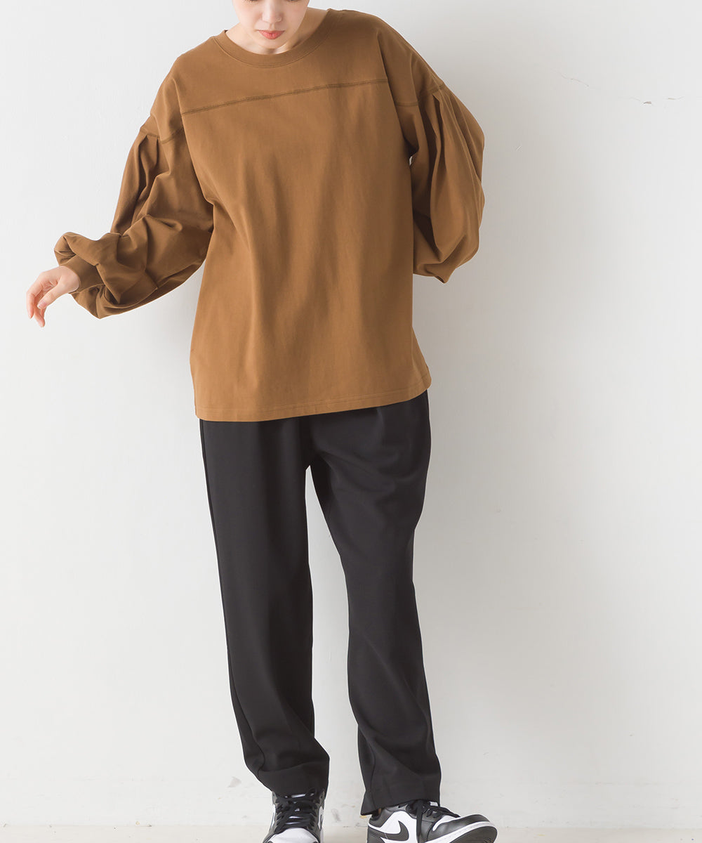 【OMNES】袖ボリュームタック長袖Tシャツ【1523-5412】
