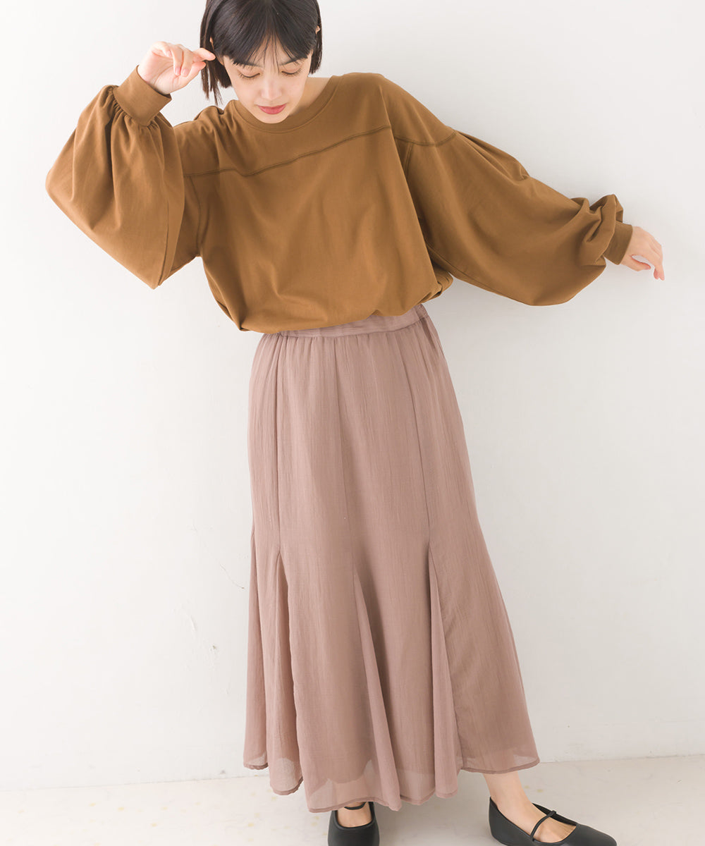 【OMNES】袖ボリュームタック長袖Tシャツ【1523-5412】