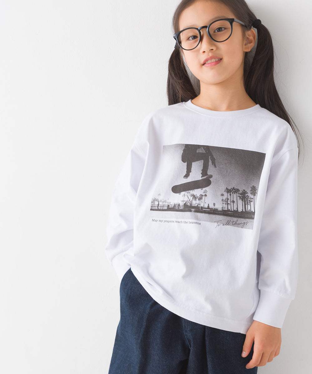 【OMNES】キッズコクーンシルエットプリント長袖Tシャツ【1523-5413】